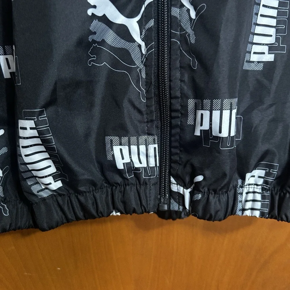 Puma Youth Rain Jacket Black‎ Boy Size L (14-16) Windbreaker Coat Logo